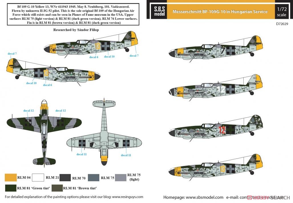 Messerschmitt Bf-109G-10 in Hungarian Service WW II (Decal) Other picture1