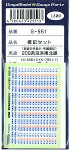 標記セット 209系京浜東北線用 [側面行先表示・所属標記] [N-556×2+N-795×1] (一式入) (鉄道模型)