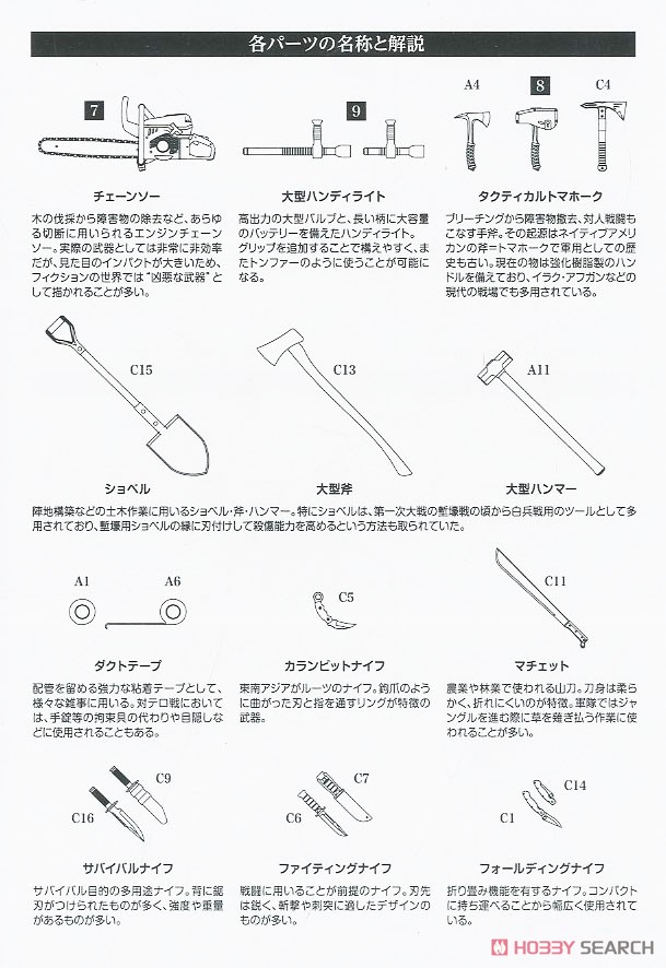 1/12 Little Armory (LD026) 近接武器セットA (プラモデル) 設計図5