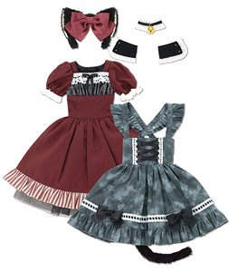 50 Moonlit Night Prank Cat Maid Set (Bordeau x Deep Gray) (Fashion Doll)
