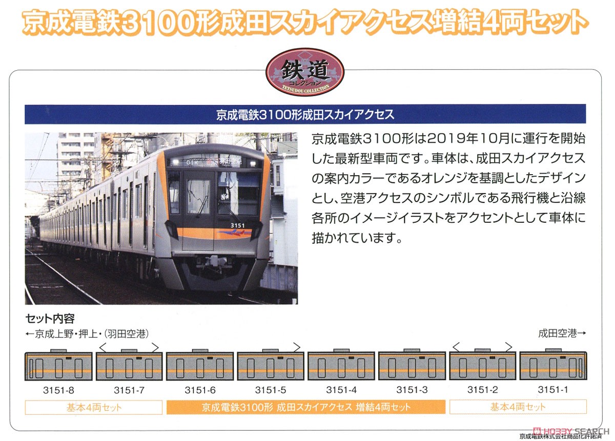 鉄道コレクション 京成電鉄 3100形 「成田スカイアクセス」 増結4両セット (増結・4両セット) (鉄道模型) 解説1