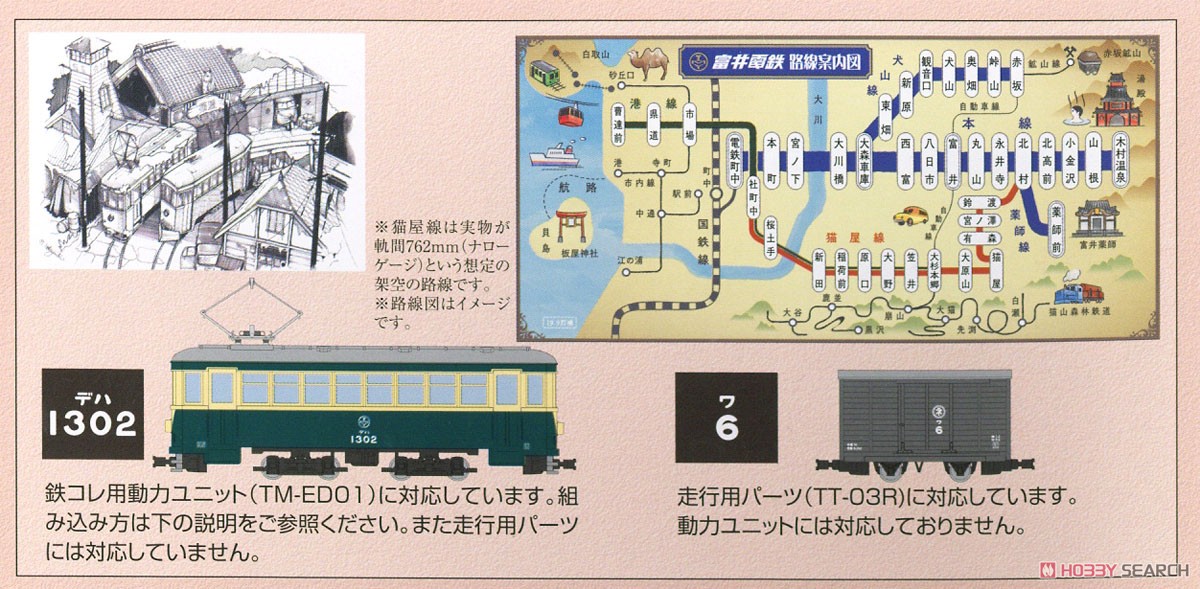 鉄道コレクション ナローゲージ80 猫屋線直通用路面電車＋貨車セット (2両セット) (鉄道模型) 解説1