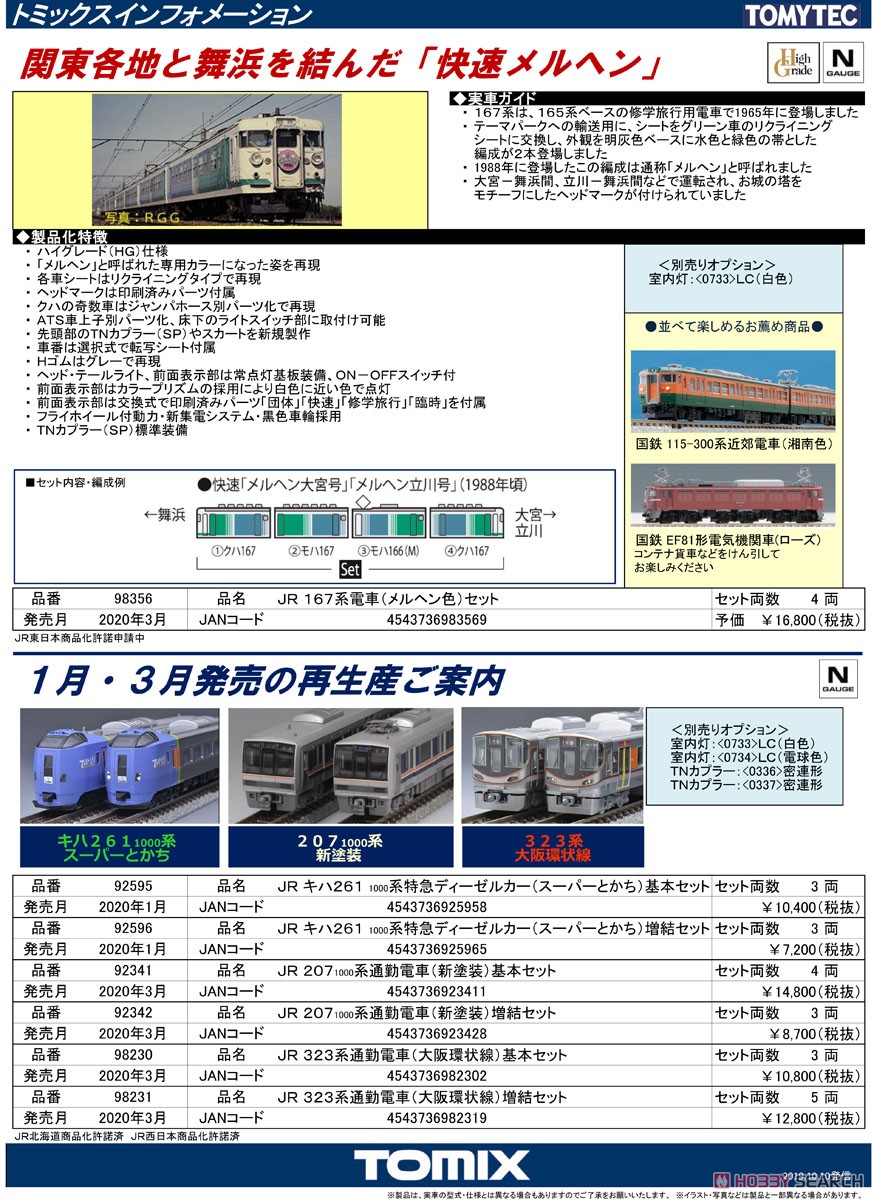JR 167系電車 (メルヘン色) セット (4両セット) (鉄道模型) 解説1