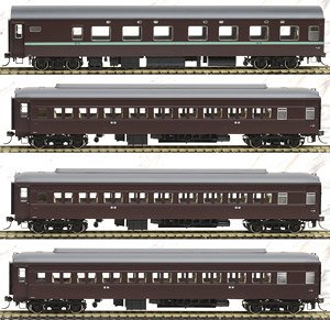 1/80(HO) [Limited Edition] J.N.R. Series 10 / Series 32 Sleeping Passenger Cars (Brown) Set (4-Car Set) (Model Train)