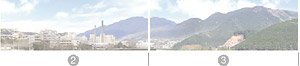 パノラマWシリーズ No.01 W 都市と山 2 Span (2)+(3) (背景画) (鉄道模型)