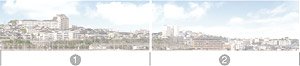 Panorama W Series No.03 W Neighboring Towns 2 Span (1)+(2) (Background) (Model Train)