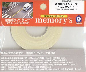 [memory`s(メモリーズ)] 道路用ラインテープ 1mm ホワイト (鉄道模型)