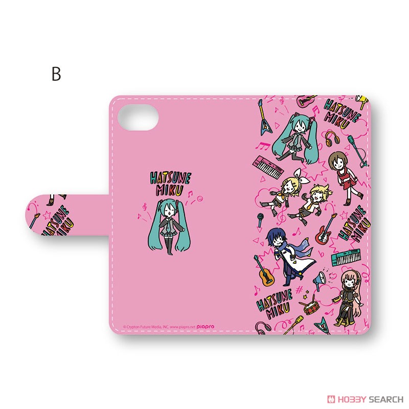 [Hatsune Miku] Notebook Type Smart Phone Case (iPhone6Plus/6sPlus/7Plus/8Plus) Playp-Total Pattern B (Pink) (Anime Toy) Item picture1