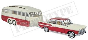 Simca Vedette 1958 & Henon Trailer House Cardinal Red/Ivory (Diecast Car)
