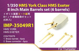 Royal Navy HMS York Class HMS Exeter 8inch Main Barrels Set (for Trumpeter) (Plastic model)