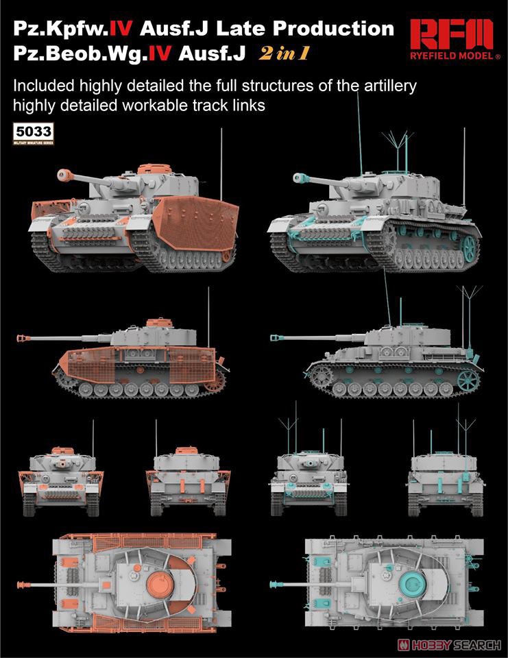IV号戦車 J型 後期型/観測戦車 w/連結組立可動式履帯 2in1 (プラモデル) その他の画像2