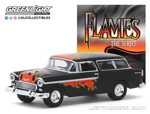 Flames The Series - 1955 Chevrolet Nomad - Black with Flames (ミニカー)
