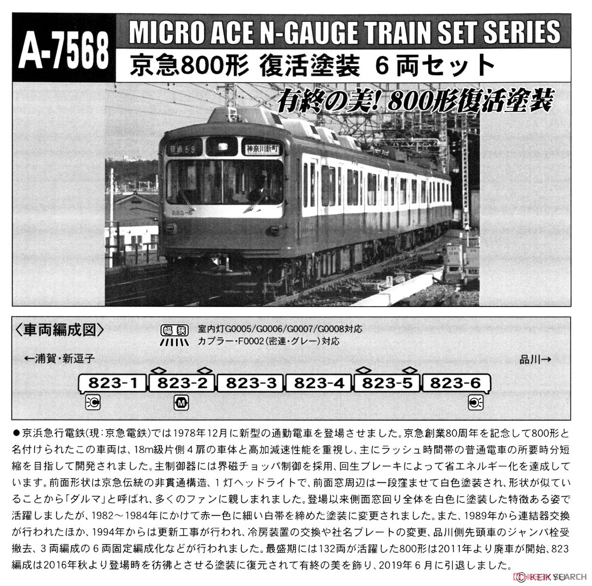 京急 800形 復活塗装 (6両セット) (鉄道模型) 解説1