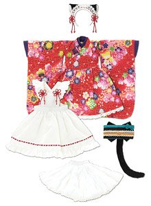 PNS Nekomimi Japanese Style Maid Set III (Red) (Fashion Doll)