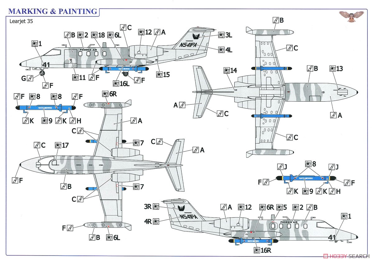 Learjet-35 Phoenix Air (Plastic model) 塗装1