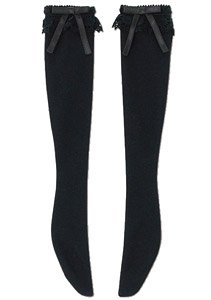 45 Lace Ribbon Knee-Socks (Black x Black) (Fashion Doll)