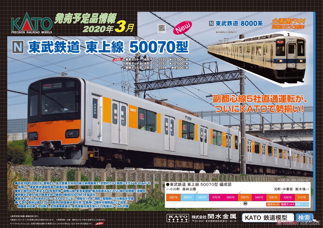 東武鉄道 東上線 50070型 基本セット (4両) (基本・4両セット) (鉄道模型) その他の画像1
