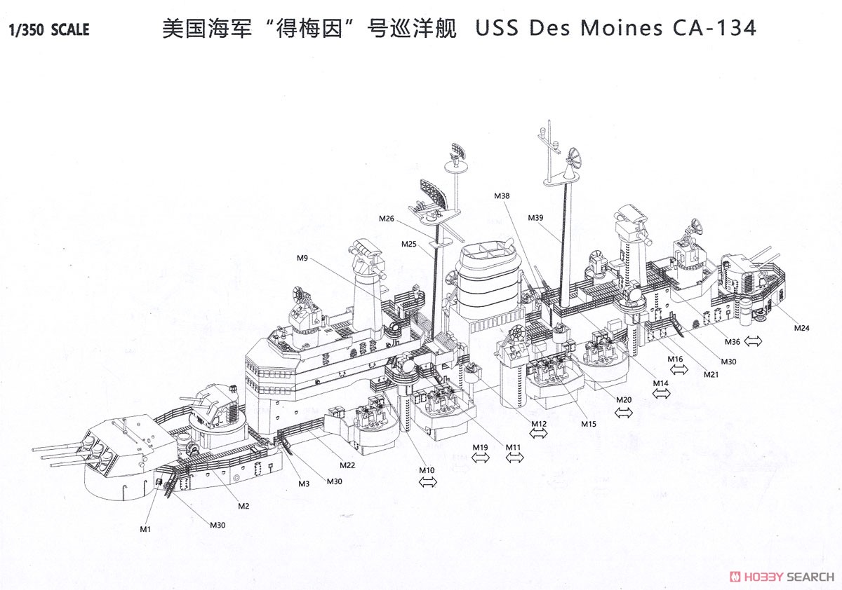 米海軍 重巡洋艦 USS デモイン CA-134 (プラモデル) 塗装3