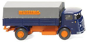 (HO) Flatbed Lorry (Bussing 4500) Blue / Orange (Model Train)