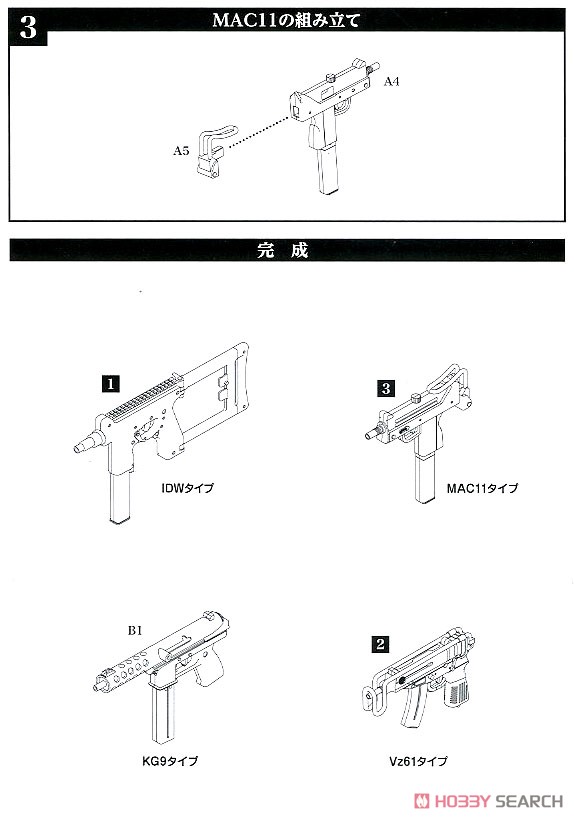 1/12 Little Armory (LA058) コンパクトSMGセット (プラモデル) 設計図2
