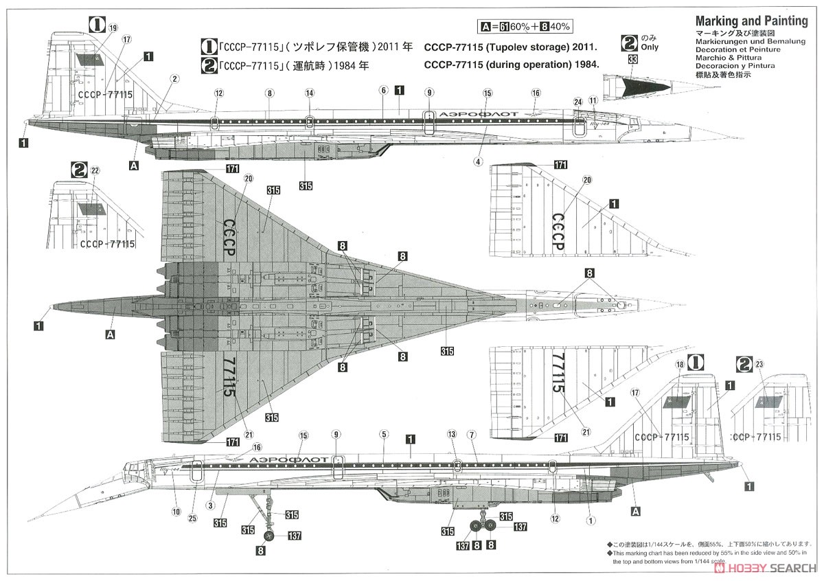 ツポレフ Tu-144D (プラモデル) 塗装2