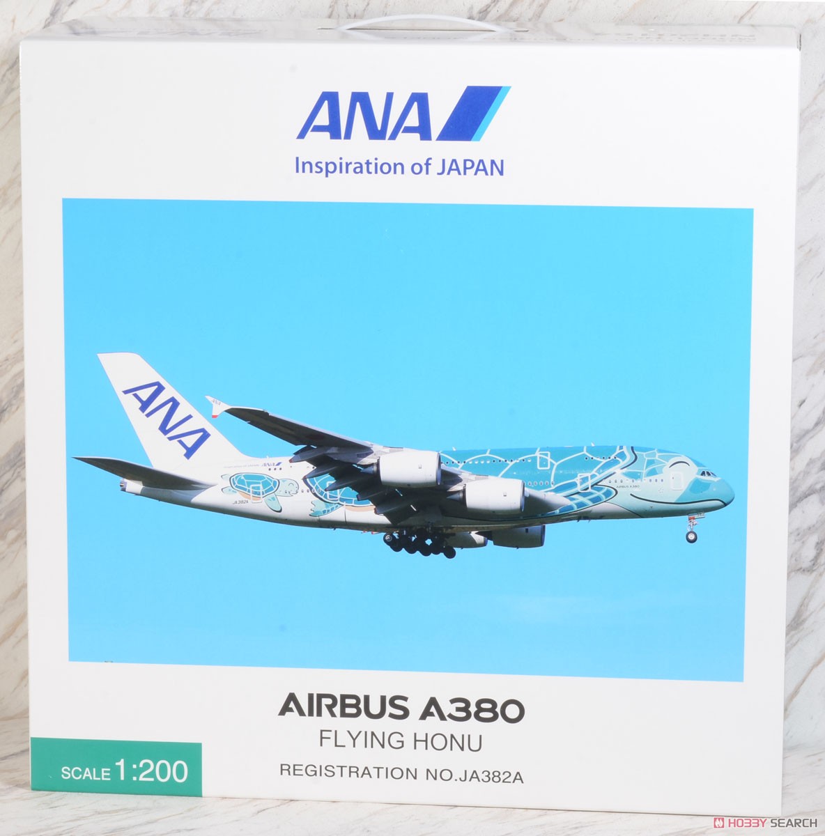 A380 JA382A Flying Honu Emerald Green (w/ WiFi Radome, Gear) (Pre-built Aircraft) Package1