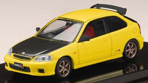ホンダ CIVIC TYPE R (EK9) カスタムバージョン/カーボンボンネット サンライトイエロー (ミニカー)