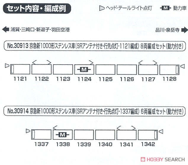 Keikyu Type New 1000 Stainless Car (with SR Antenna / Rollsign Lighting / 1121 Formation) Eight Car Formation Set (w/Motor) (8-Car Set) (Model Train) About item1