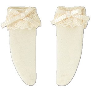 PNS Lace & Ribbon Short Socks (Beige) (Fashion Doll)