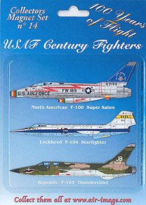 Aircraft Fridge Magnets Set USAF Century Fighters (Set of 3) (Military Diecast)