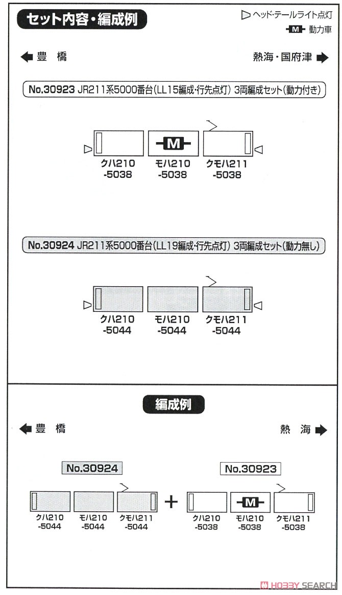 JR 211系5000番台 (LL15編成・行先点灯) 3両編成セット (動力付き) (3両セット) (塗装済み完成品) (鉄道模型) 解説1