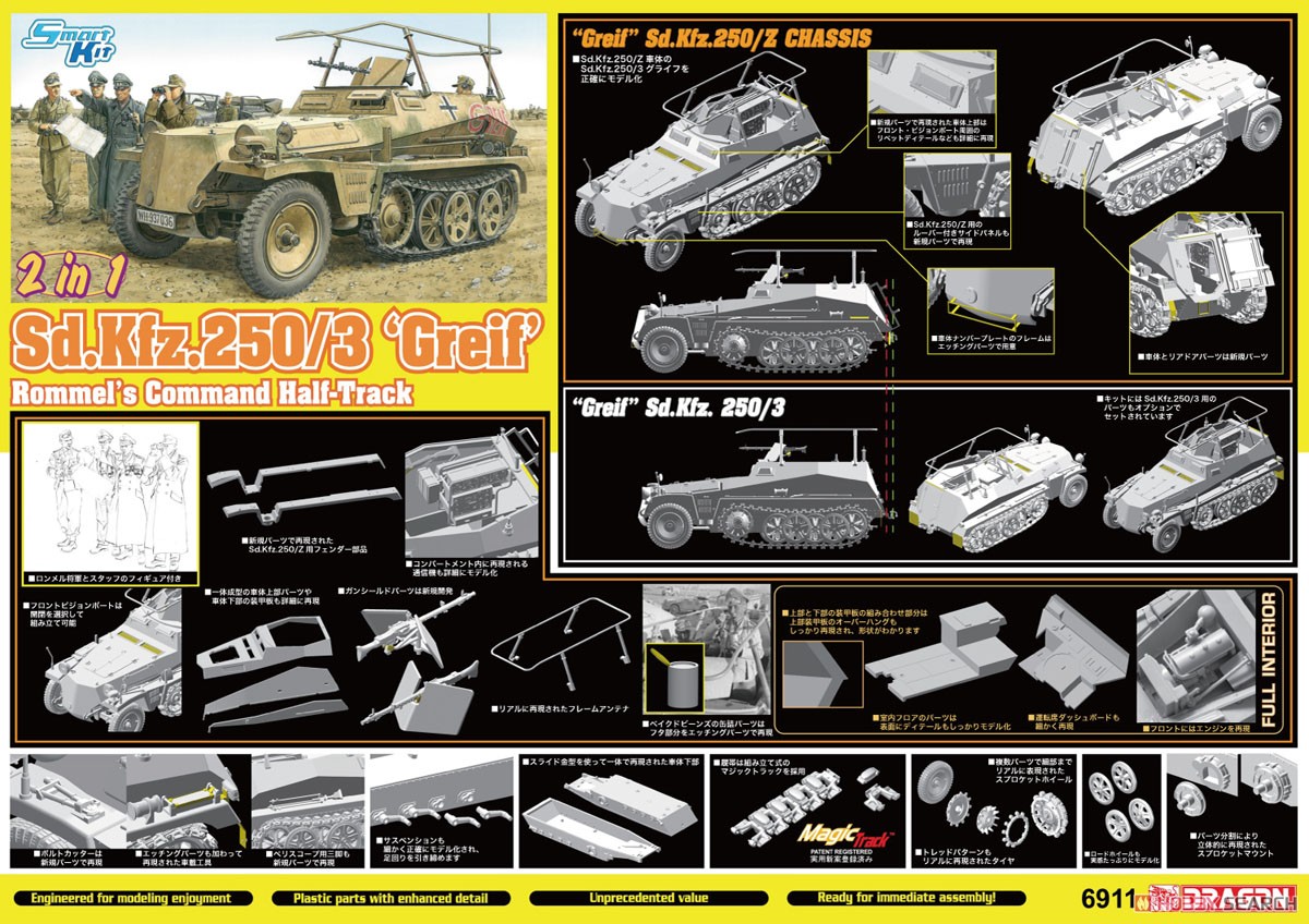 WW.II ドイツ軍 Sd.Kfz.250/3 グライフ (2イン1) w/ロンメルフィギュア (プラモデル) その他の画像6