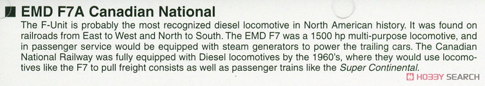 EMD F7A カナディアンナショナル #9098 ★外国形モデル (鉄道模型) 解説2