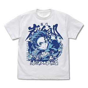 Demon Slayer: Kimetsu no Yaiba Tanjiro`s Water Breathing T-Shirt White M (Anime Toy)
