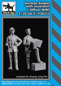 German Soldier with Accordion + Officer WW I (HAUF35210+35211) (Plastic model)