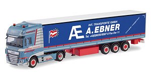 (HO) DAF XF SSC Facelift Curtain Semitrailer with Tail Lifts `A.Ebner` (A) (Model Train)