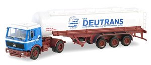 (HO) Mercedes-Benz NG Tank Semitrailer `Deutrans / VEB Kraftverkehr Zeitz` (Model Train)