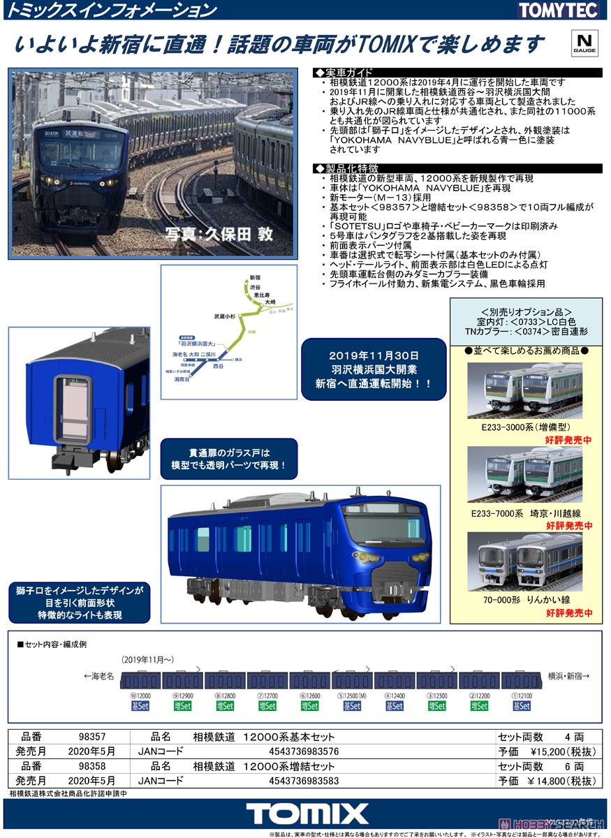 相模鉄道 12000系 基本セット (基本・4両セット) (鉄道模型) 解説1