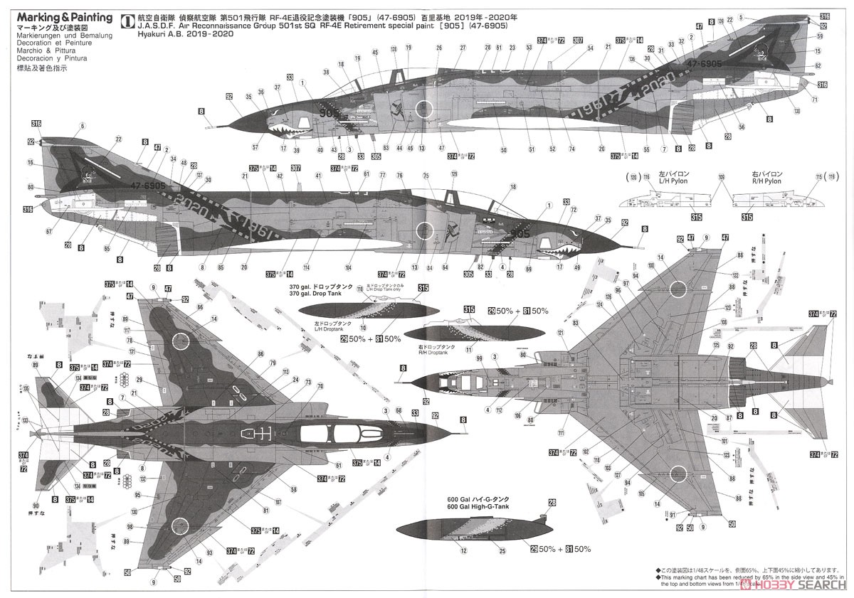 RF-4E ファントムII `501SQ ファイナルイヤー 2020` (洋上迷彩) (プラモデル) 塗装2