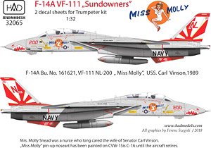 F-14A `Miss Molly` Double Decal Sheet (for Trumpeter) (Decal)