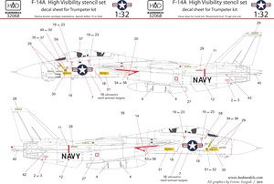 F-14A ハイ・ビジ データーステンシル (トランぺッター用) (デカール)