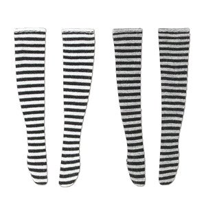 Border Knee High Socks A Set (Black x White / Black x Gray) (Fashion Doll)