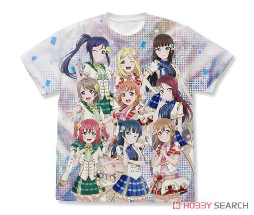 Love Live! Sunshine!! Aqours Full Graphic T-Shirt White XL (Anime Toy) Item picture1