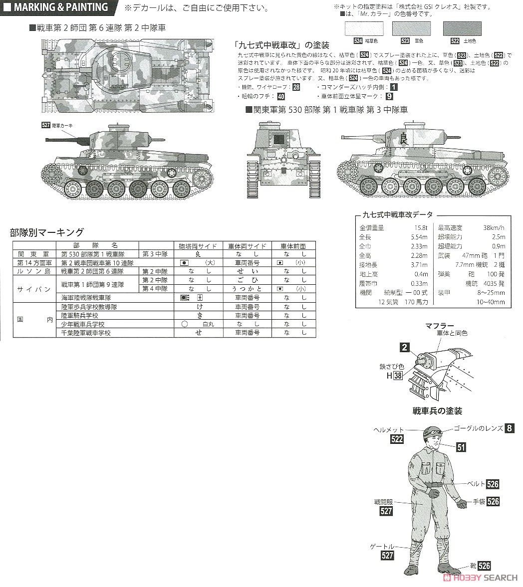 Middle Tank Type 97 Chi-Ha Kai (Set of 2) Special Version (w/Japanese Infantry) (Plastic model) Color2