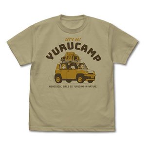 Yurucamp Yurucamp Car T-shirt Toba Teacher & Chiaki & Aoi Ver. Sand Khaki M (Anime Toy)