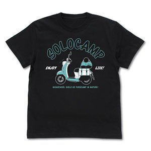 Yurucamp Rin Shima`s Scooter T-shirt Black M (Anime Toy)