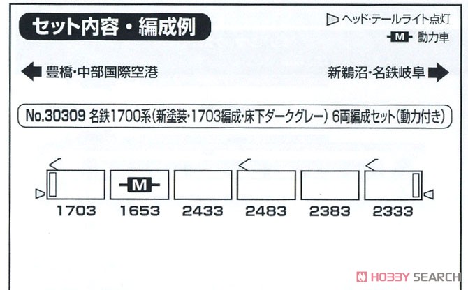 名鉄 1700系 (新塗装・1703編成・床下ダークグレー) 6両編成セット (動力付き) (6両セット) (塗装済み完成品) (鉄道模型) 解説1