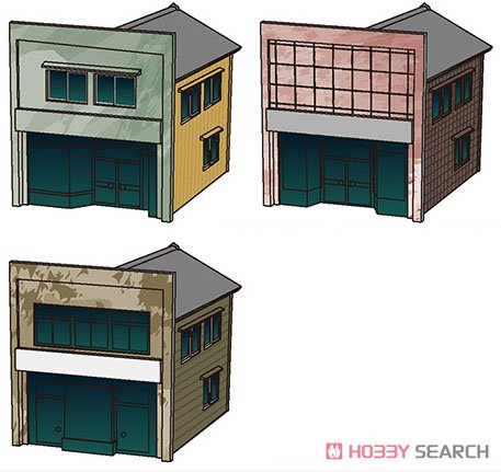 着色済み 商店セットC (60年代の商店・3棟入り) (組み立てキット) (鉄道模型) その他の画像2