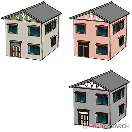 着色済み 住宅セットC (昭和モダン建築・3棟入り) (組み立てキット) (鉄道模型) その他の画像2