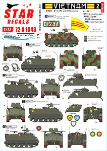 Vietnam 2.M113A1, M113 W Recoilless Gun, M132 Zippo, M548 Ammo Carrier, M577 Command Post in South Vietnamese Army, ARVN - Army of The Republic of Vietnam. (Decal)